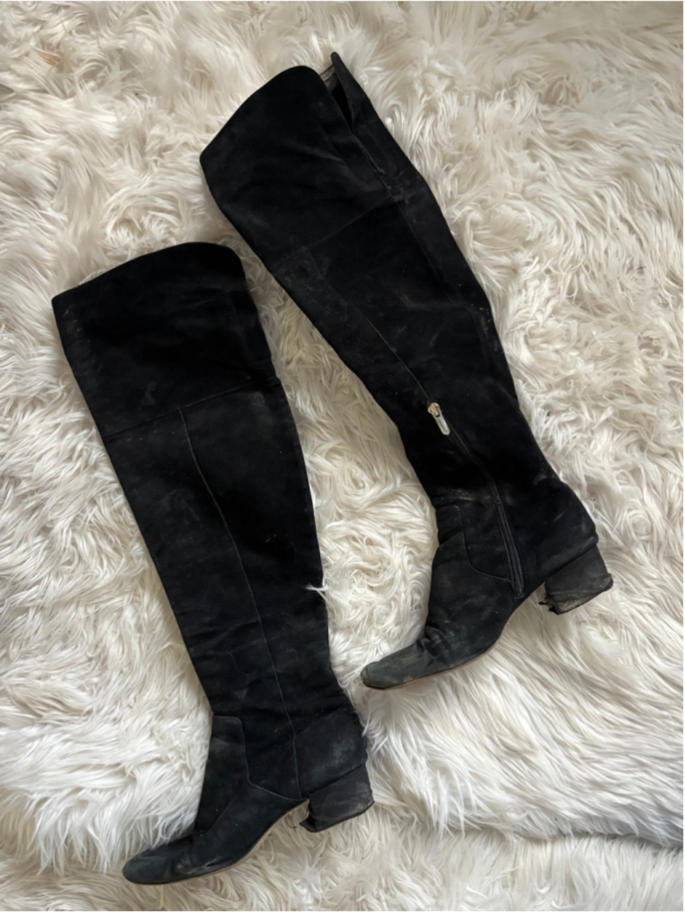 Sam Edelman black well worn over the knee thigh high boots 7.5